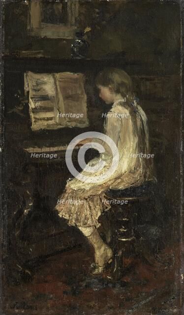 Girl at the Piano, c.1879. Creator: Jacob Henricus Maris.