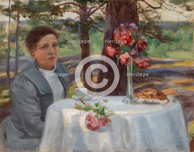 Girl at a Table, 1883. Creator: Il'ya Repin.