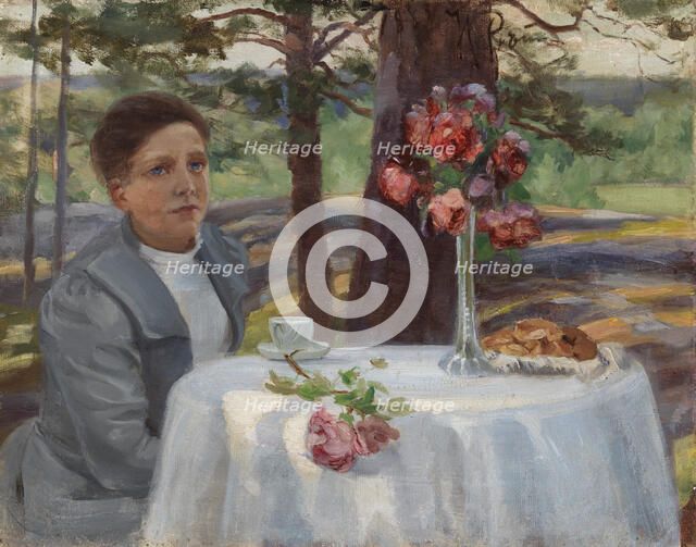 Girl at a Table, 1883. Creator: Il'ya Repin.