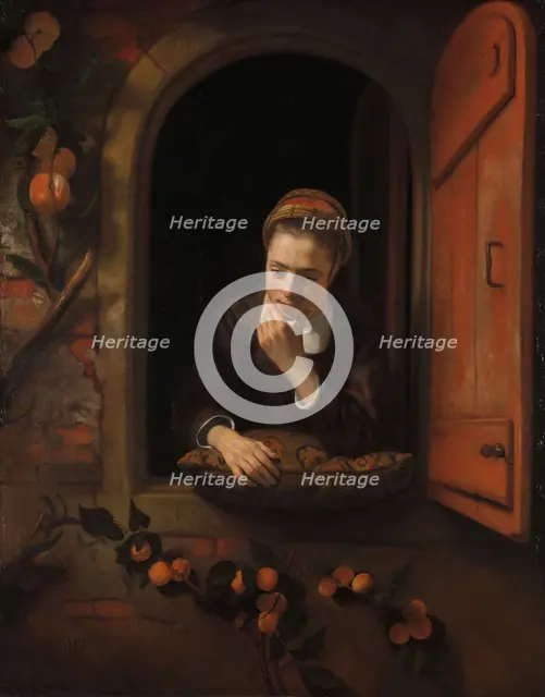 Girl at a Window, known as 'The Daydreamer', 1650-1660. Creator: Nicolaes Maes.