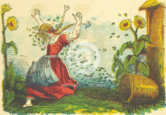 Girl attacked by bees, 1854.  Creator: Unknown.