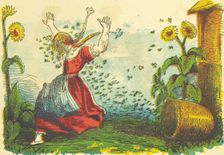Girl attacked by bees, 1854. Creator: Unknown
