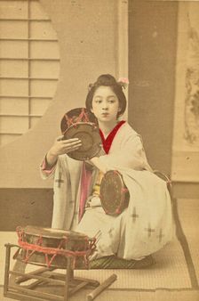 Girl Beating a Tsuzumi, 1897. Creator: Ogawa Kazumasa