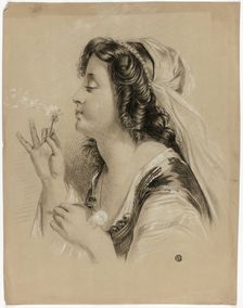 Girl Blowing on a Dandelion (recto)...n.d. Creator: Unknown