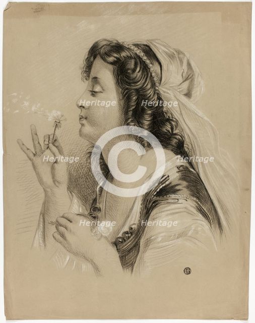 Girl Blowing on a Dandelion (recto)...n.d. Creator: Unknown.