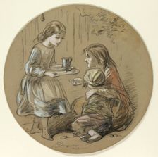 Girl Bringing Food to Poor Children, n.d. Creator: Hablot Knight Browne