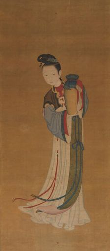 Girl Bringing Jar of Wine, 18th century. Creator: Unknown