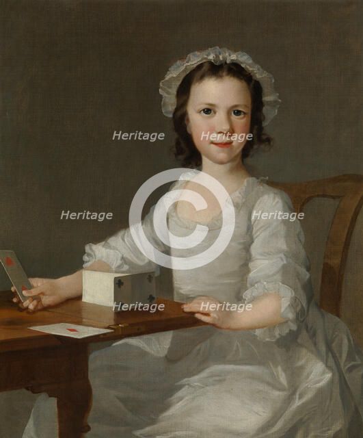 Girl Building a House of Cards, mid-18th century. Creator: Attributed to Thomas Frye (Irish, Dublin, born ca. 1711-12, died 1762 London).