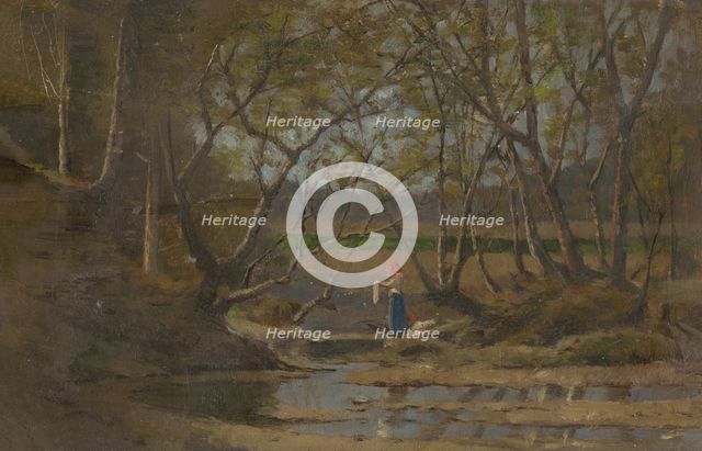 Girl by a brook, 1900-1910. Creator: Ferdinand Katona.