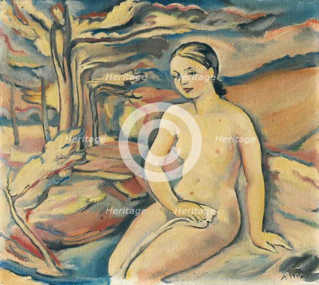 Girl by a Brook, around 1940. Creator: Alois Holub.