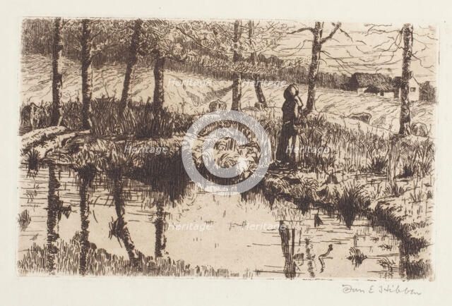 Girl by Pond, about 1883. Creator: Thomas Entriken Hibben.