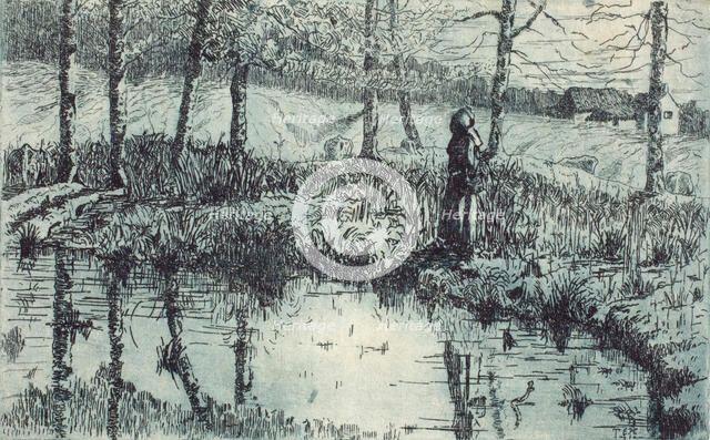 Girl by Pond, about 1883. Creator: Thomas Entriken Hibben.