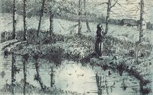 Girl by Pond, about 1883. Creator: Thomas Entriken Hibben
