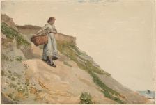 Girl Carrying a Basket, 1882. Creator: Winslow Homer