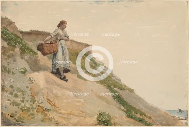 Girl Carrying a Basket, 1882. Creator: Winslow Homer.