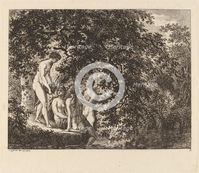 Girl Carrying a Basket of Fruit, 1770. Creator: Salomon Gessner.