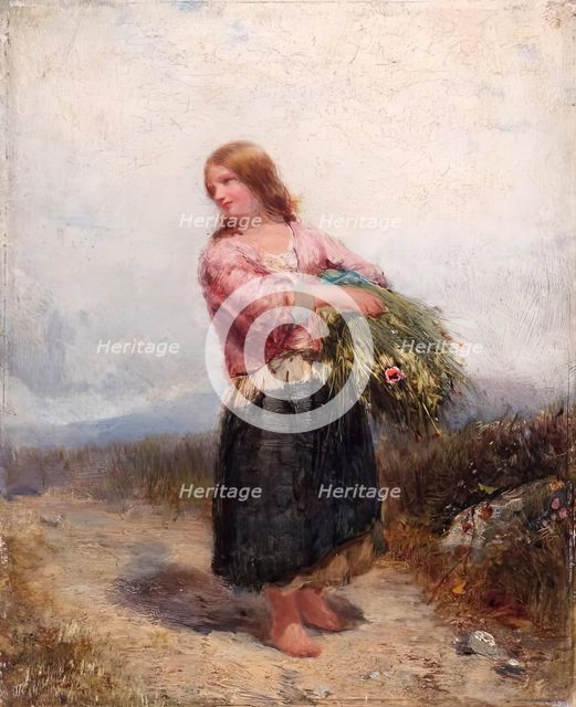 Girl Carrying Hay, 1850-1874. Creator: James Cassie.
