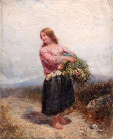 Girl Carrying Hay, 1850-1874. Creator: James Cassie