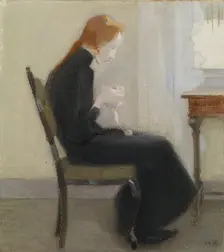 Girl crocheting, 1904
