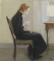 Girl crocheting, 1904