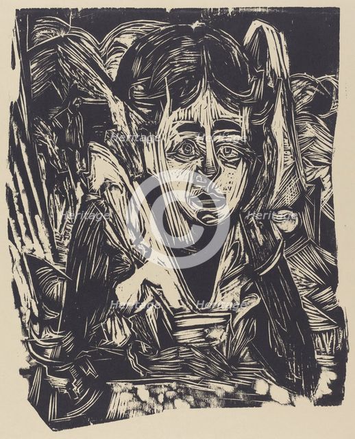 Girl Dreaming, 1918. Creator: Ernst Kirchner.