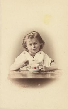 Girl drinking tea, about 1875-1890. Creator: Unknown