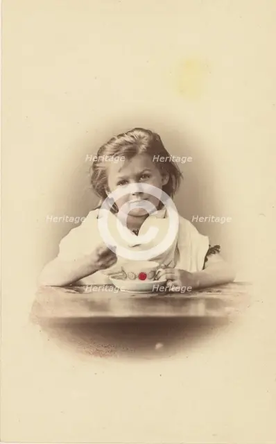 Girl drinking tea, about 1875-1890. Creator: Unknown.