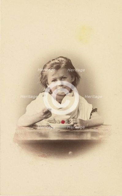 Girl drinking tea, about 1875-1890. Creator: Unknown.
