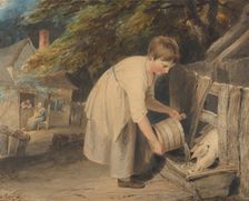 Girl Feeding Pigs, 1800. Creator: Richard Westall
