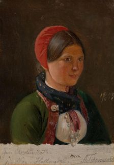 Girl from Hallingdal, 1843. Creator: Adolph Tidemand