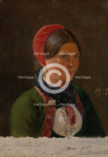 Girl from Hallingdal, 1843. Creator: Adolph Tidemand.