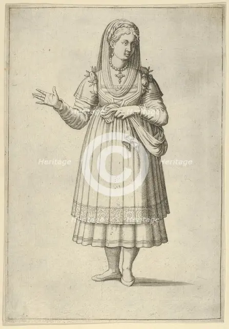 Girl from the Island of Paros, from 'Les quatre premiers livres des navigations et pérégri..., 1568. Creator: Anon.