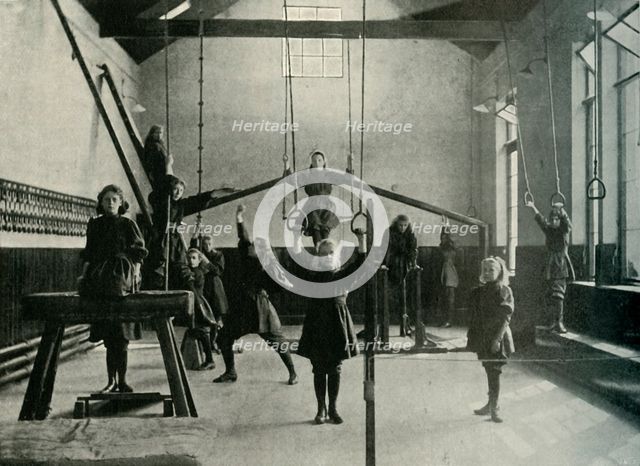 'Girl Gymnasts at the Royal Institution for the Deaf and Dumb, Friar Gate, Derby', 1902. Creator: Unknown.
