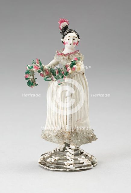 Girl Holding a Garland, France, 18th century. Creator: Verres de Nevers.