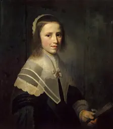 Girl Holding a Fan, 1645. Creator: Hendrik Cornelisz. van Vliet