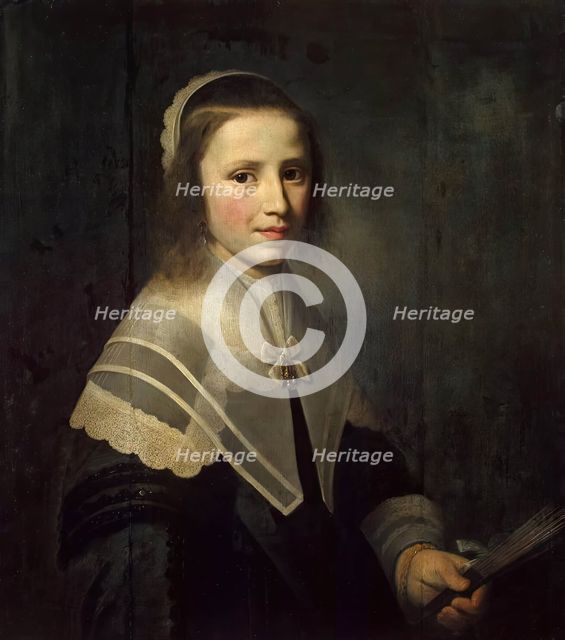 Girl Holding a Fan, 1645. Creator: Hendrik Cornelisz. van Vliet.