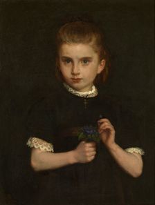 Girl holding Violets, late 19th-early 20th century. Creator: Eugene Siberdt