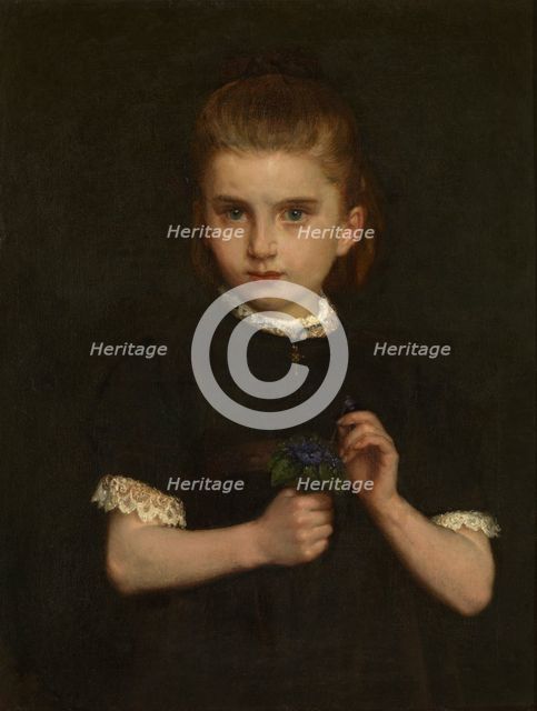 Girl holding Violets, late 19th-early 20th century. Creator: Eugene Siberdt.