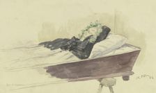 Girl in the coffin, 1896. Creator: Jacob Happ