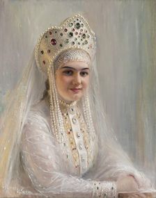 Girl in the Kokoshnik, early 20th century. Creator: Sophia Ivanovna Kramskaya