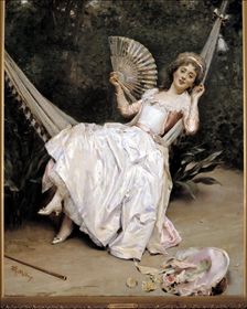 Girl in the hammock by Raimundo Madrazo