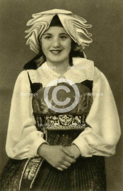 Girl in traditional costume, Gailtal, Austria, c1935.  Creator: Unknown.