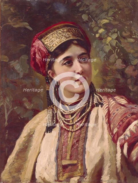 Girl in Traditional Dress. Artist: Makovsky, Konstantin Yegorovich (1839-1915)