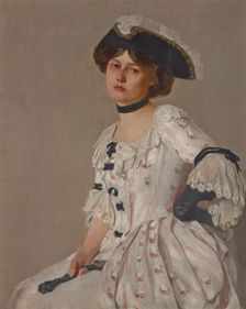 Girl in White with Hat, late 19th-early 20th century. Creator: Samuel Isham