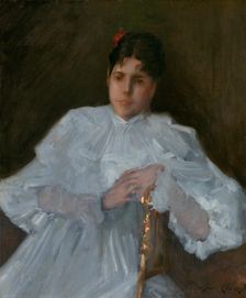 Girl in White, ca. 1890. Creator: William Merritt Chase