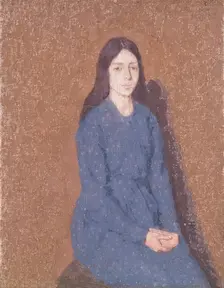 Girl in a blue dress 1900-1935. Creator: Gwendolen Mary John
