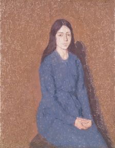 Girl in a blue dress 1900-1935. Creator: Gwendolen Mary John