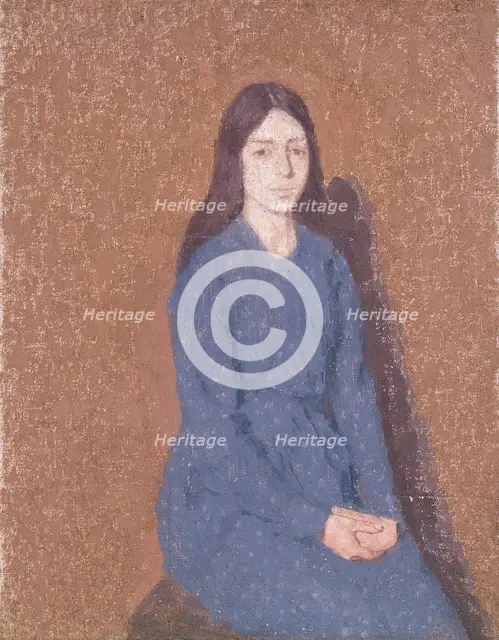 'Girl in a blue dress', 1900-1935. Creator: Gwendolen Mary John.