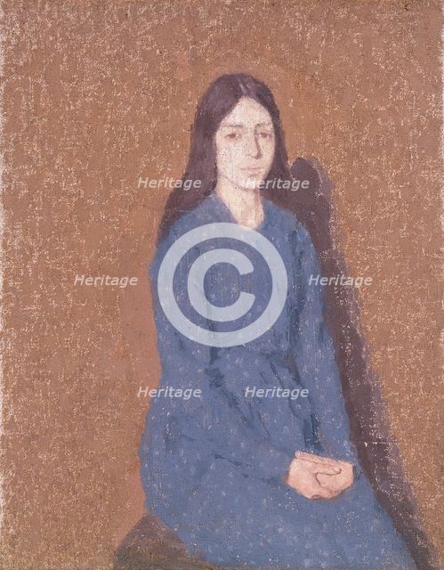'Girl in a blue dress', 1900-1935. Creator: Gwendolen Mary John.