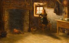 Girl in a Cottage Interior, 1877. Creator: James Coutts Michie